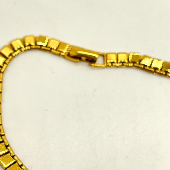 VINTAGE MONET NECKLACE GOLD TONE SQUARES COLLAR CHAIN SEGMENTED 80S SIGNED 1980S - Picture 10 of 13